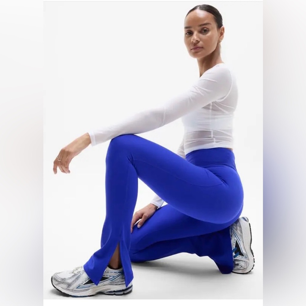Athleta Elation Ultra High Rise Sport Split Slim Flare blue